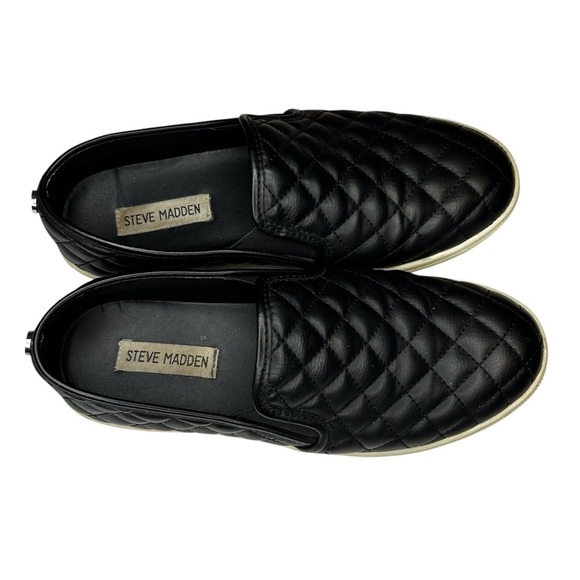 Steve Madden Black Quilted Slip-On Shoes. Size 8.5 - Picture 2 of 7